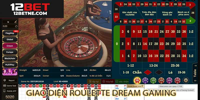 Giao diện roullet tại dream gaming